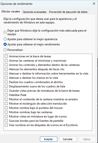 Activando mejor rendimiento